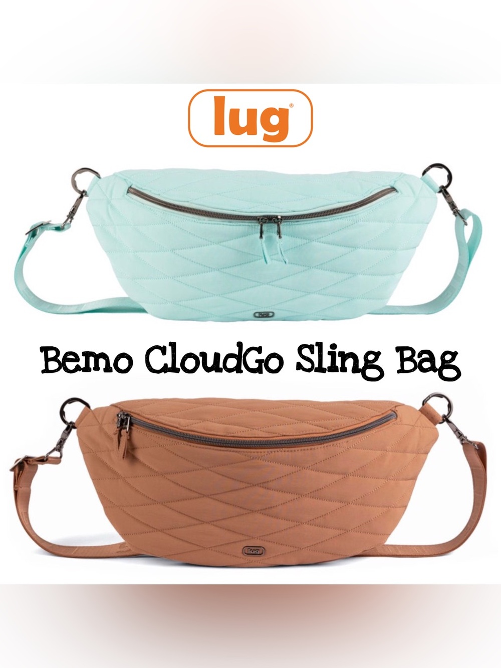 Lug Bemo Cloud Go Sling Quilted Crossbody Bag NWT Aquamarine or Chai Latte